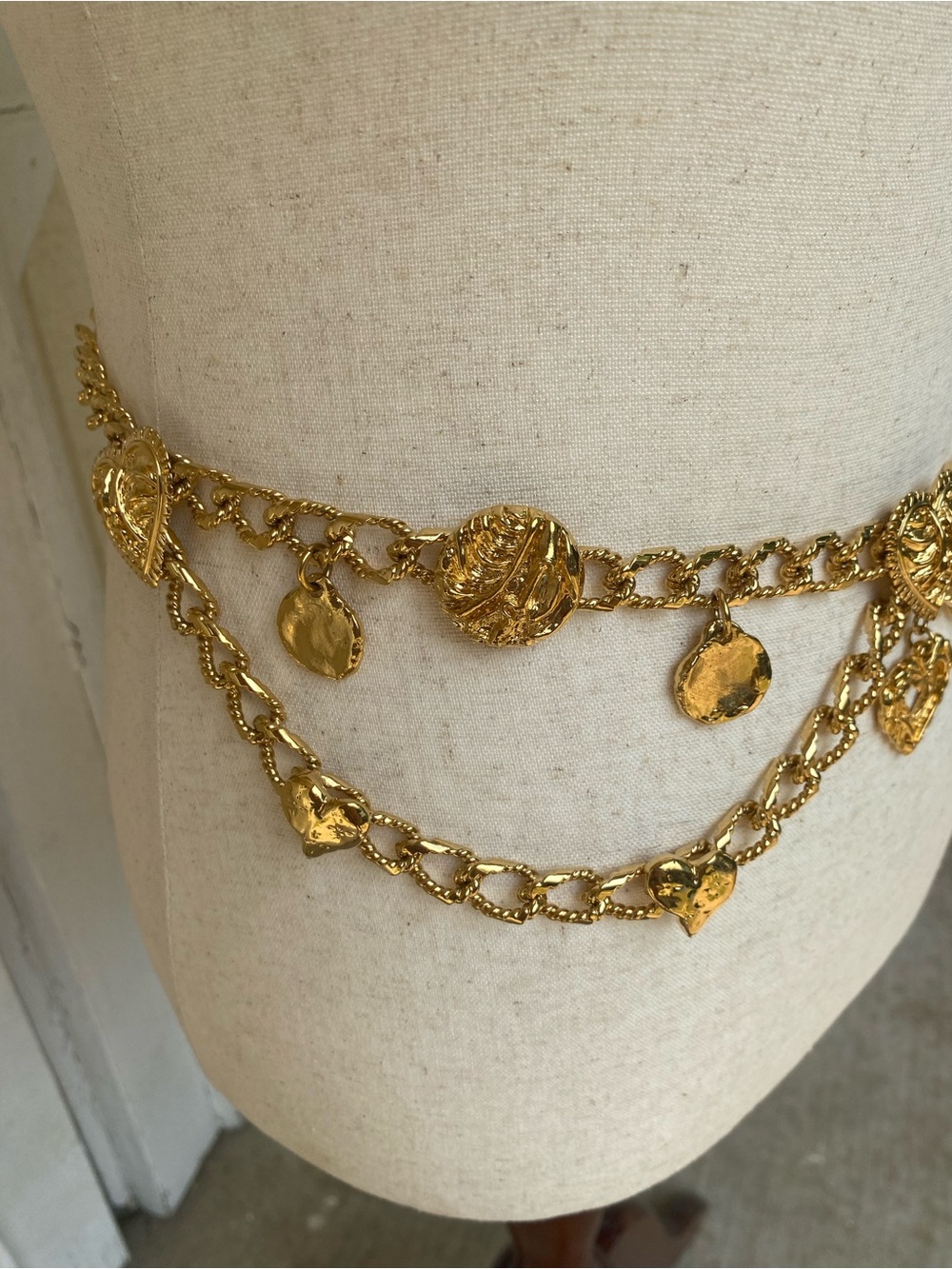Custom Made Gold Heart Charm Chain Belt - Picture 9 of 10